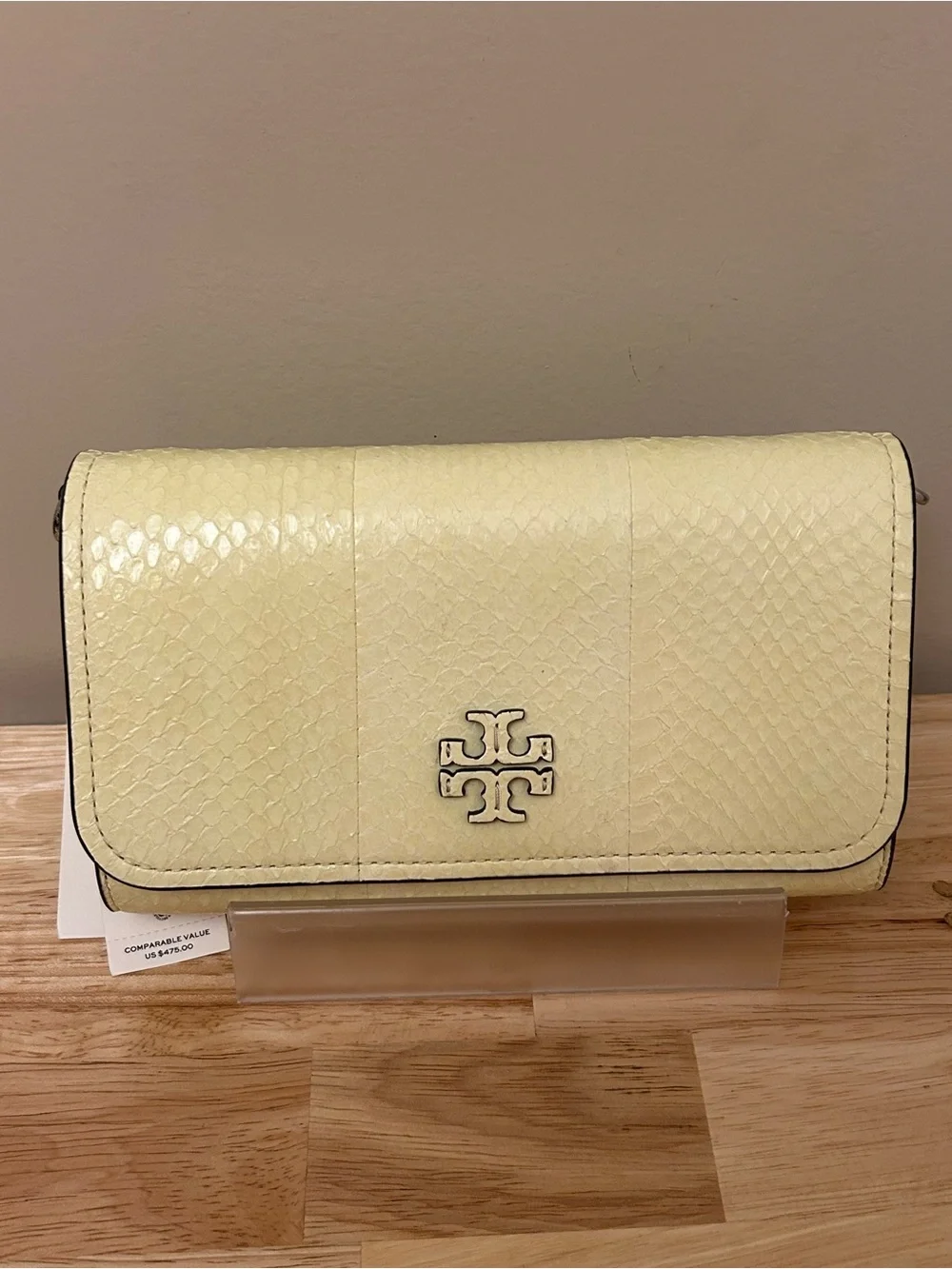 Tory Burch Lemon Tart Thea Embossed Patchwork Flat Wallet Crossbody
